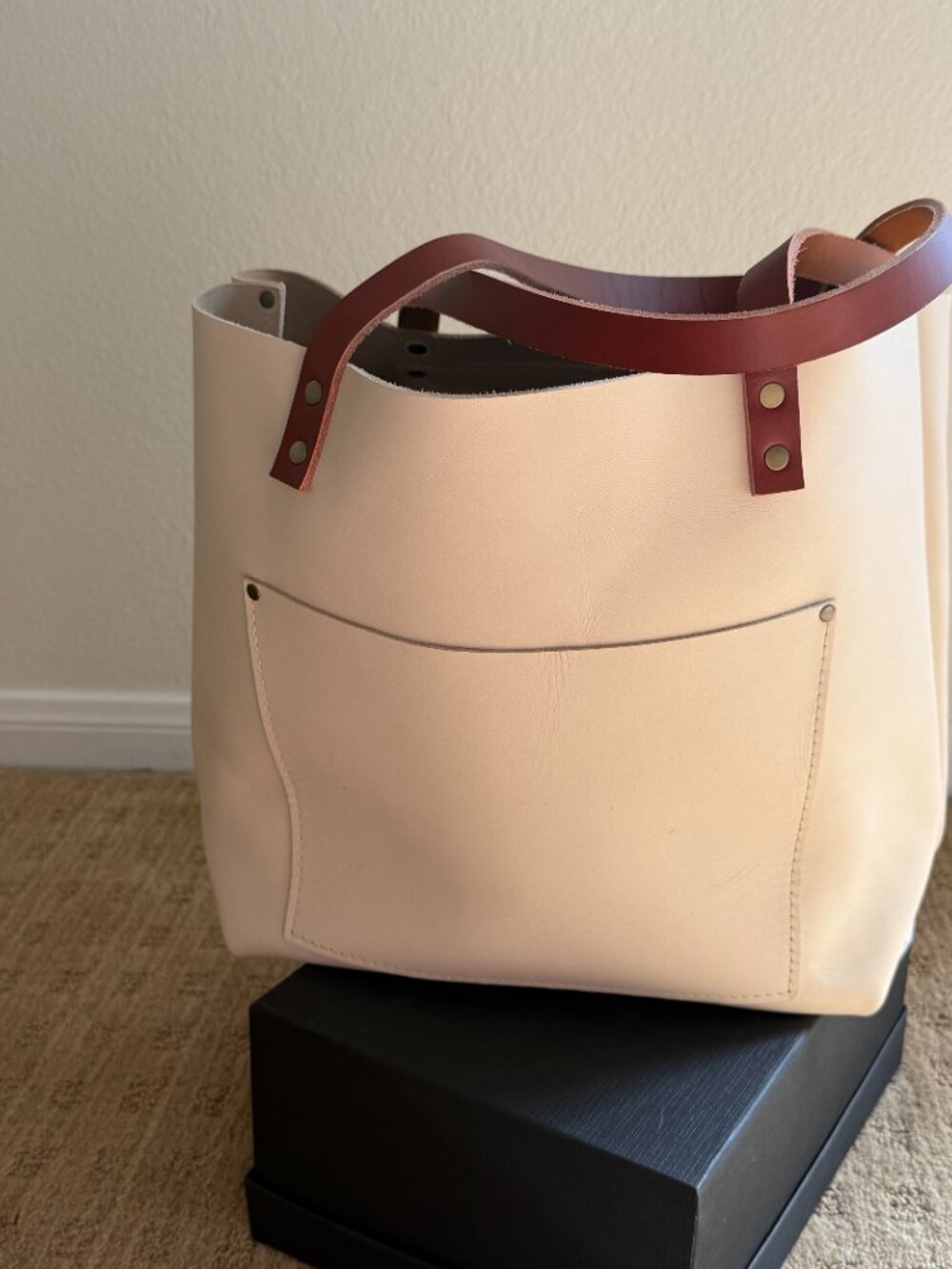 Portland Leather Goods PLG Leather Bone Large Tote w/ Tandles Tan Handles - New - Picture 5 of 9